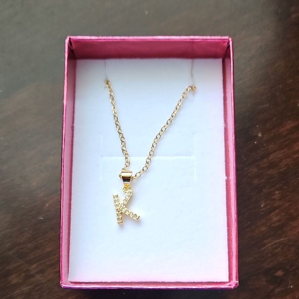 Gold Initial 'K' Pendant Necklace
